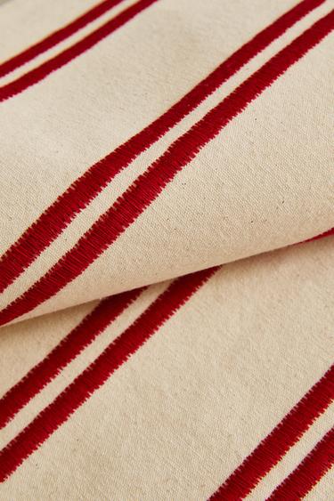 SET DE TABLE DOUBLE RAYURE BRODÉE - Rouge de Zara - Image 3
