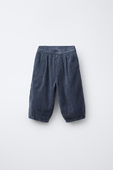 WIDE-WALE CORDUROY BALLOON TROUSERS - Blue by Zara