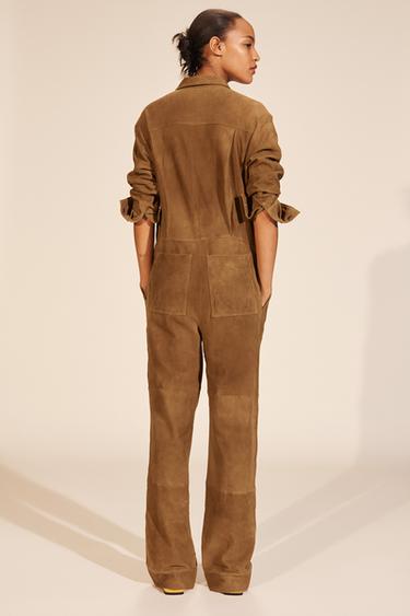 LIMITED EDITION SUEDE LEATHER JUMPSUIT - Mid-camel by Zara - Image 2