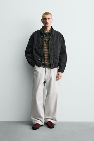 CROPPED FIT FIREMAN CLASP JACKET - Black by Zara