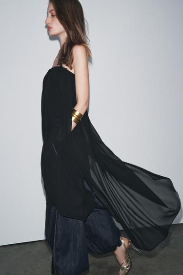ZW COLLECTION BANDEAU LONG TOP - Black by Zara - Image 3