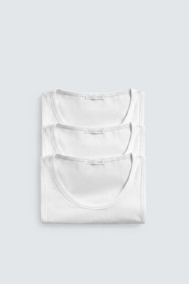 LOT DE 3 DÉBARDEURS SLIM BASIQUES - Blanc de Zara - Image 2