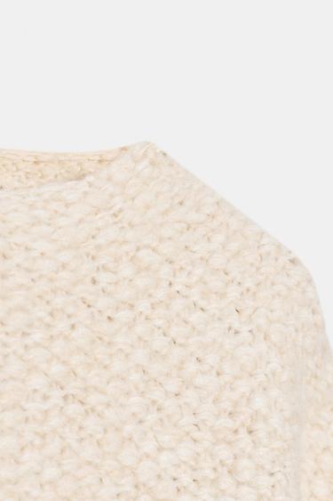 THICK KNIT CAPE JUMPER - Ecru by Zara - Image 8