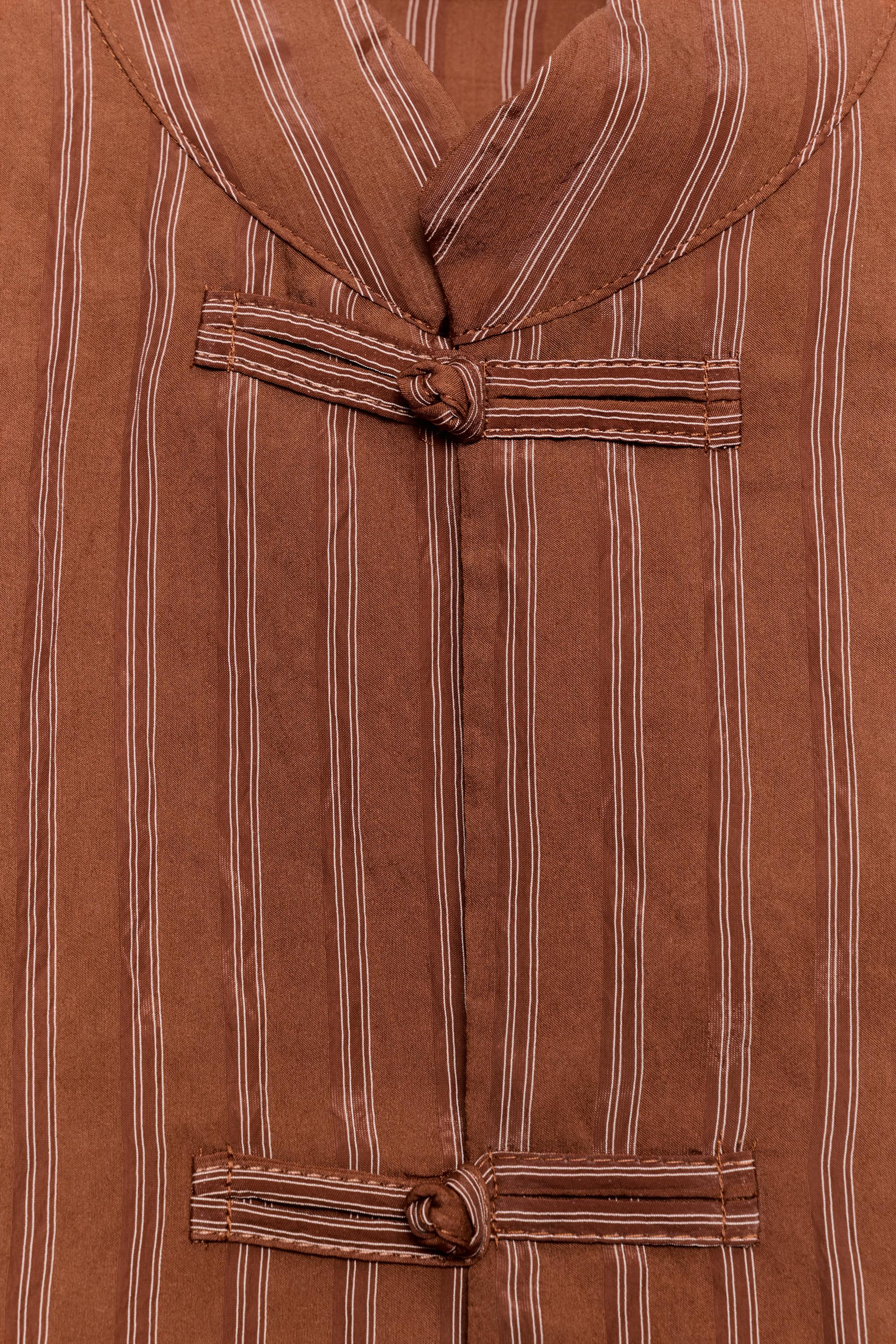 Zara ZW COLLECTION ÇİZGİLİ SÜSLÜ DÜĞMELİ GÖMLEK görsel 6