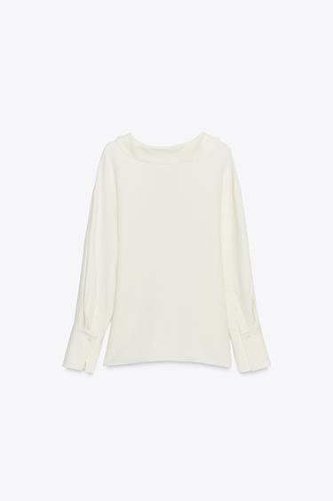 CHEMISE COL POLO ZW COLLECTION - Blanc cassé de Zara - Image 7
