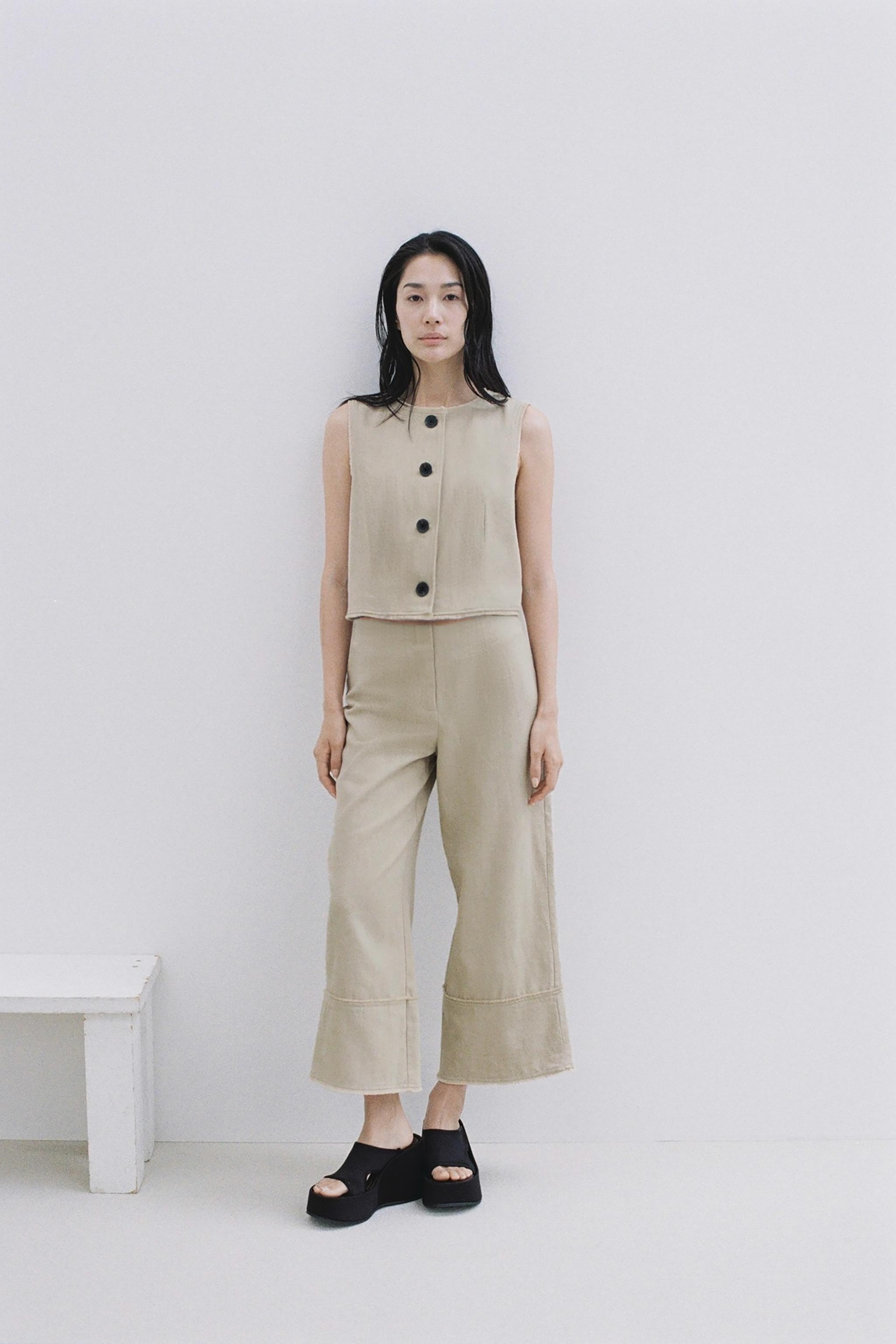 ZARA - ZARA フリンジトリム テクスチャー ベスト Rちゃん着用完売ZARA フリンジクロップドテクスチャーベスト