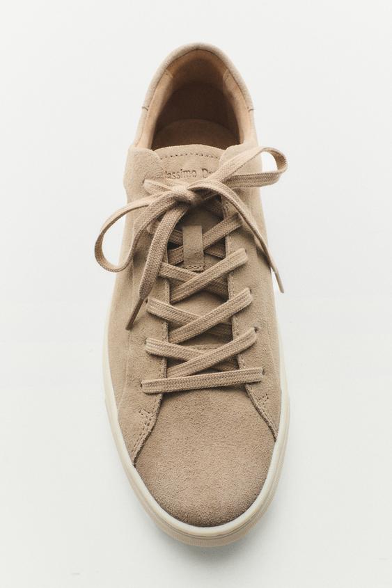 Zara Leather trainers with lug sole - Sandy Brown - Image 0