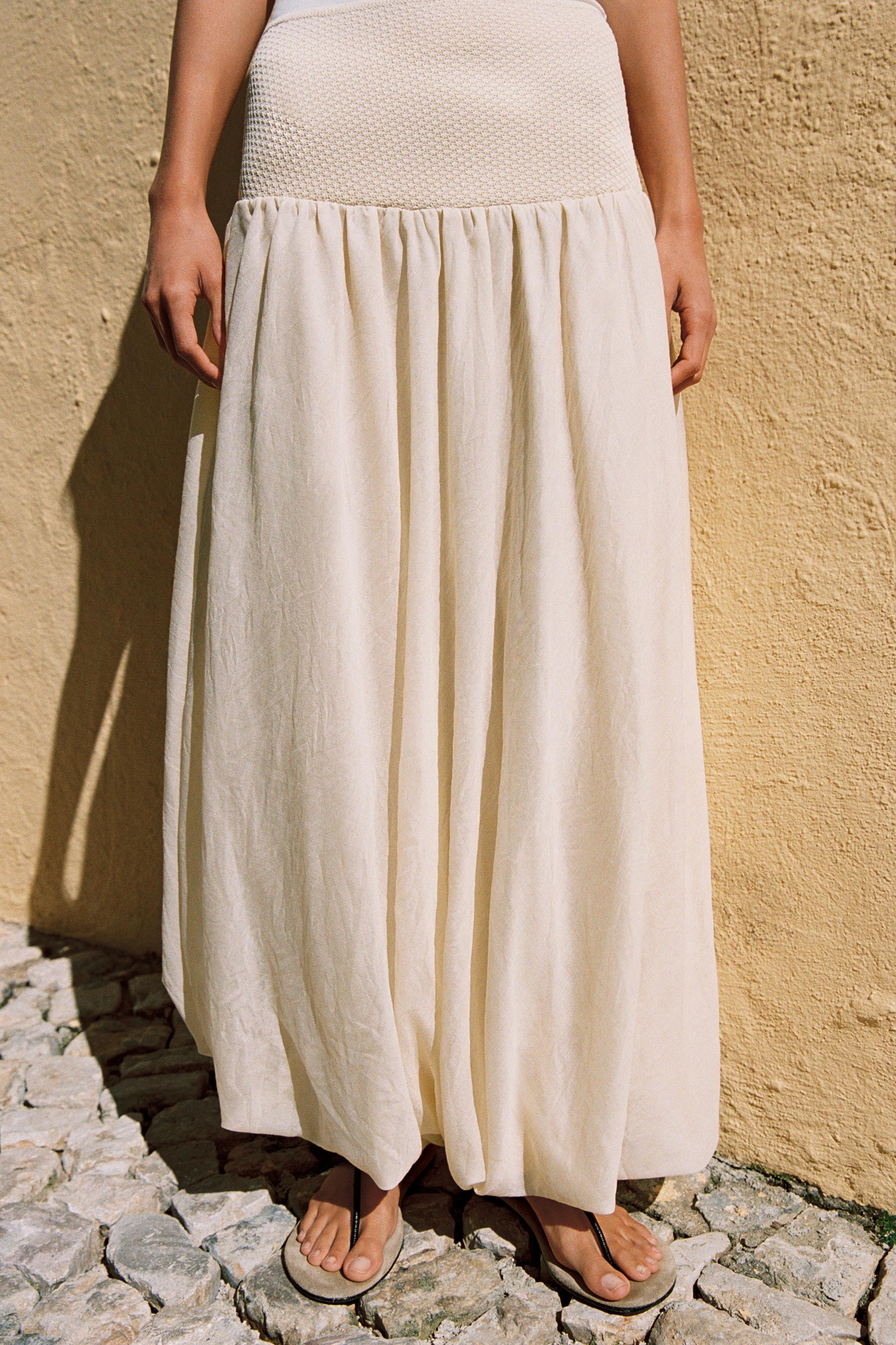 COMBINED KNIT BALLOON SKIRT - Ecru | ZARA United States