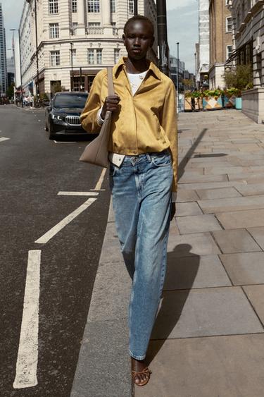 FAUX SUEDE BOMBER JACKET - Mustard by Zara