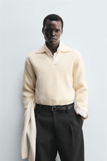 PURL KNIT POLO SHIRT - Ecru by Zara