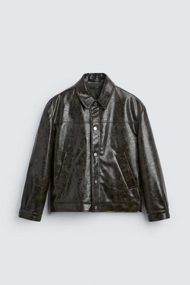 CAZADORA EFECTO PIEL - Verde de Zara - Imagen 0