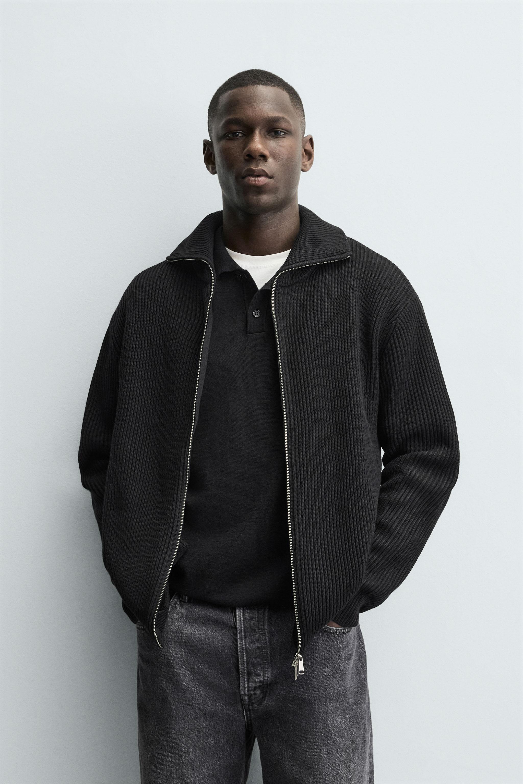 PURL KNIT CARDIGAN WITH ZIPPER