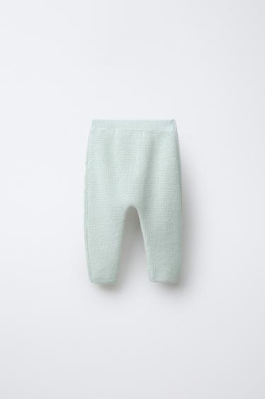 PANTALON EN MAILLE PERLÉE - Bleu d'eau de Zara - Image 1