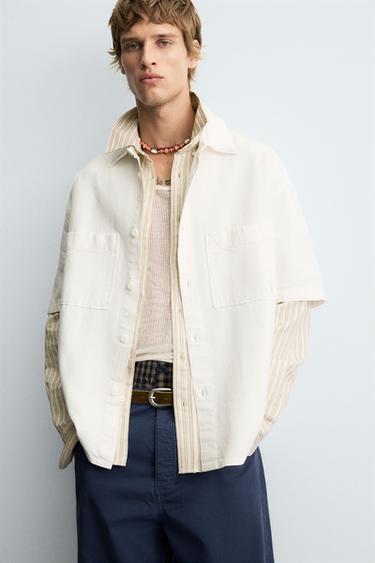 CHEMISE À IMPRIMÉ DÉLAVÉ - Blanc de Zara - Image 4