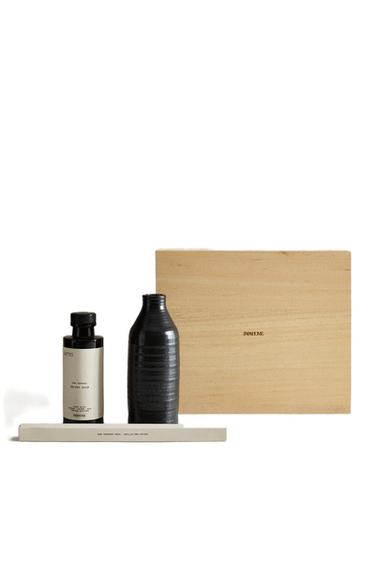 (120 ML) DIFFUSEUR MIKADO IMITATION VELOURS CUIR ET RÉCIPIENT CÉRAMIQUE - Marron de Zara