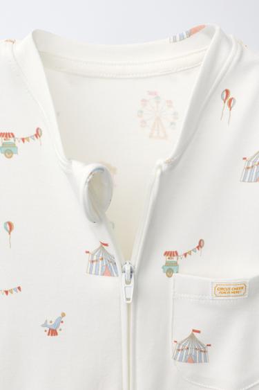 TWO-PACK OF CIRCUS AND STRIPE CONVERTIBLE FOOT SLEEPSUITS - Ecru by Zara - Image 3