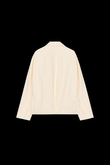Zara ZW COLLECTION BOMBER JACKET - Vanilla