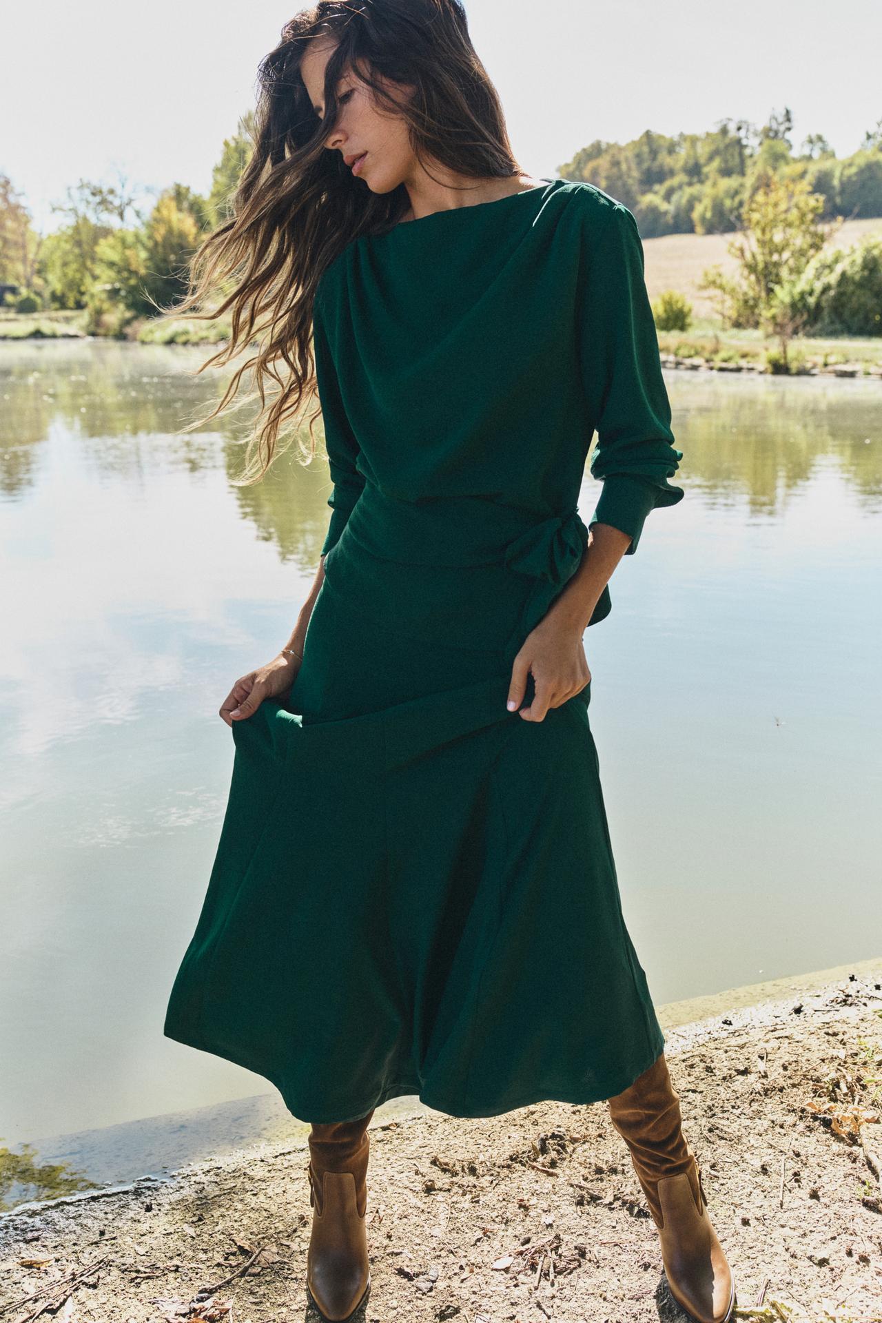 BOW BLOUSE AND MIDI SKIRT SET