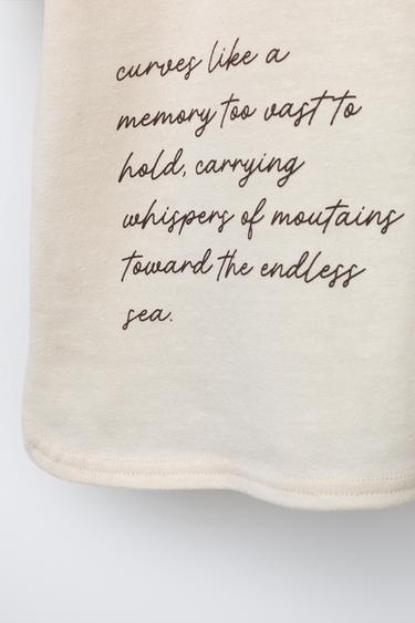 T-SHIRT CÔTELÉ BRODÉ EN CONTRASTE - Écru de Zara - Image 3