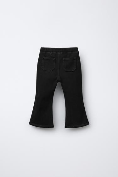 DENIM LOOK FLARE LEGGINGS - Black by Zara - Image 1