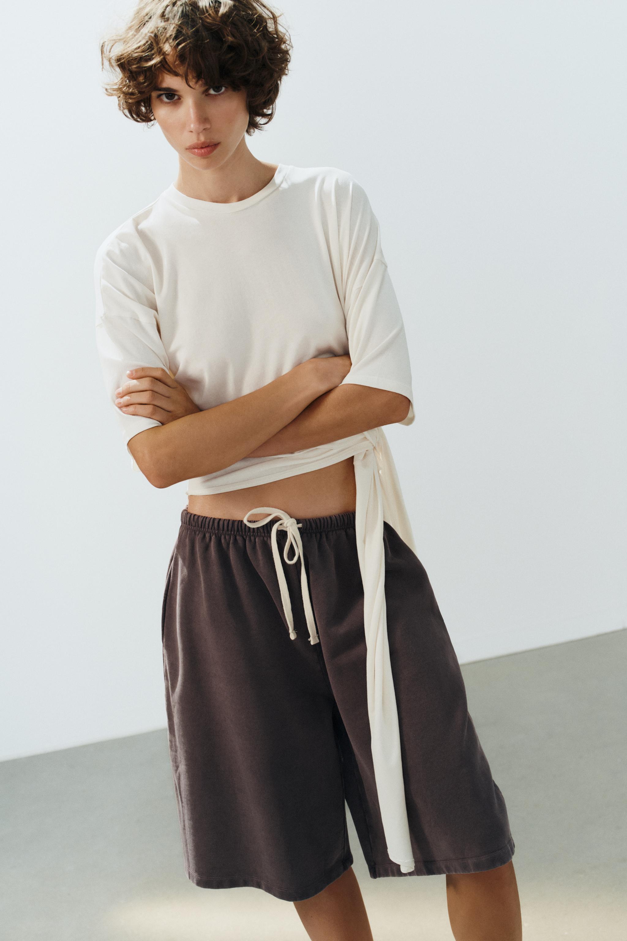 Женские футболки Zara ASYMMETRICAL SLIT T-SHIRT — фото 2