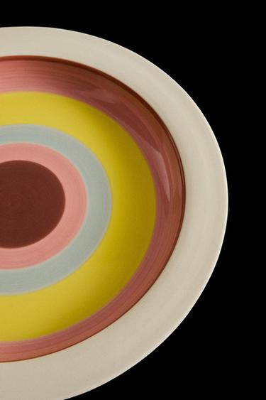 Zara CERAMIC SERVING DISH CIRCLES X COLLAGERIE - striped