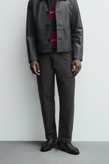 Zara 刷色直筒長褲 - 深灰色