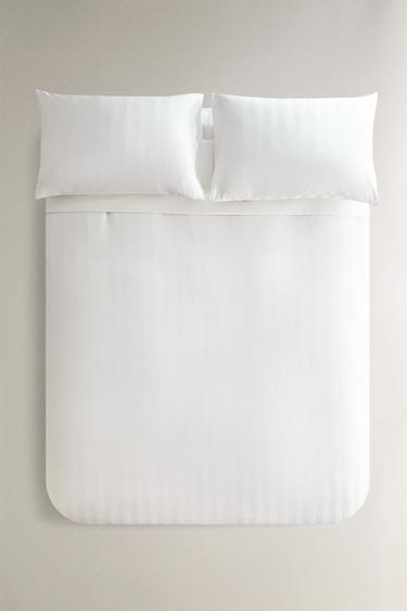 COPRIPIUMINO SATIN A RIGHE (500 FILI) - Bianco di Zara - Immagine 0