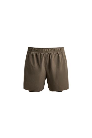 PANTALONES CORTOS RUNNING 2 EN 1 - Verde gris de Zara