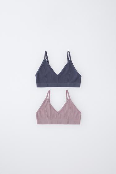 8-14 AÑOS/ PACK DOS TOPS WAFFLE ESTRUCTURA - Azul de Zara