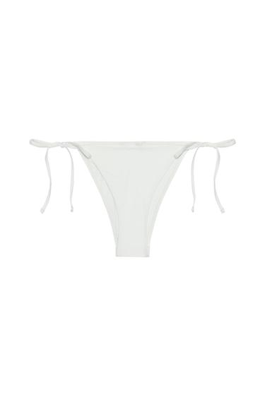 Zara TIE BIKINI BOTTOMS - Ecru