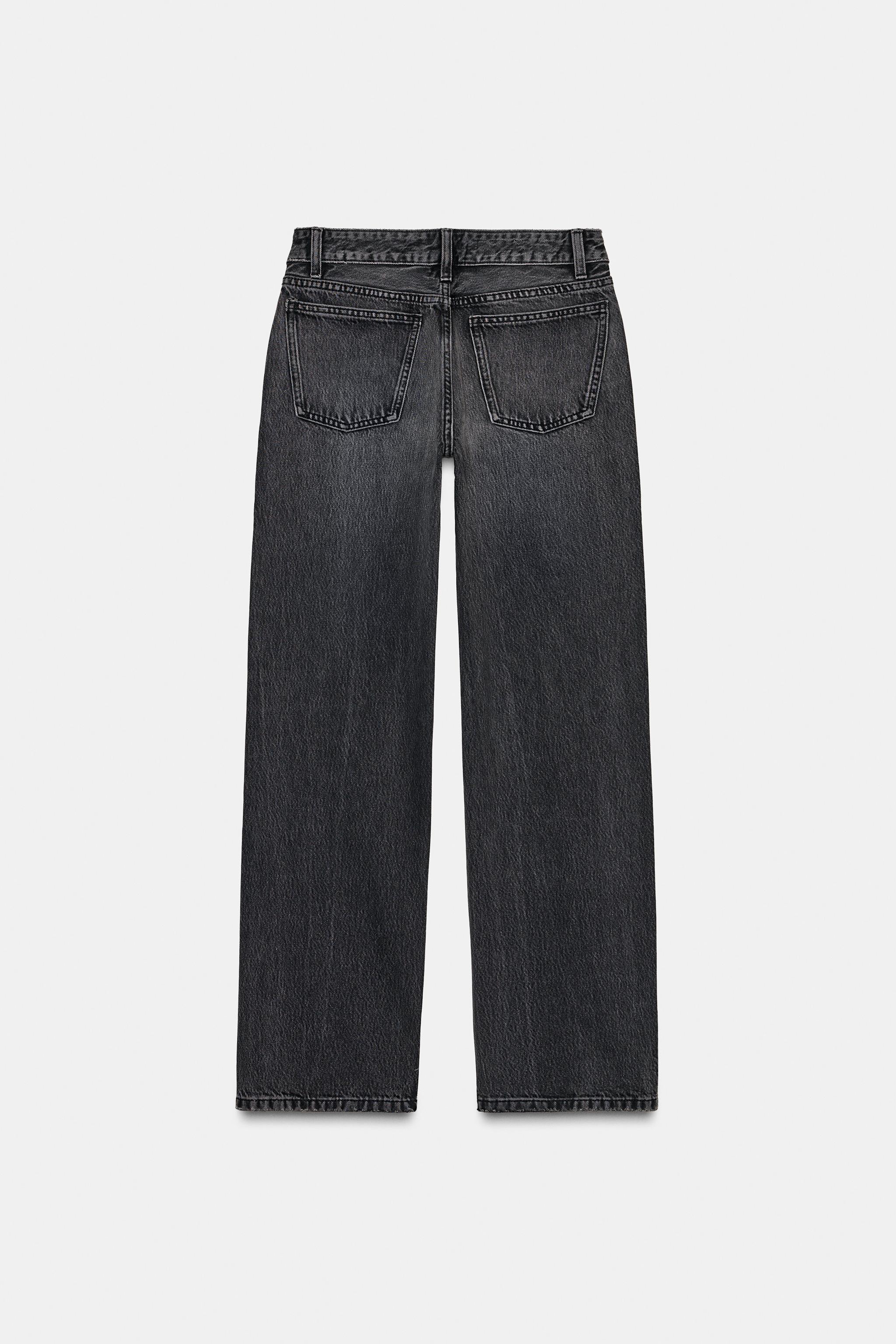 Zara TRF LOW RISE RHINESTONE STRAIGHT JEANS | Place Rosemère