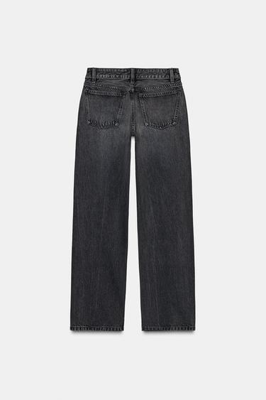 TRF LOW-RISE RHINESTONE STRAIGHT JEANS - Black by Zara