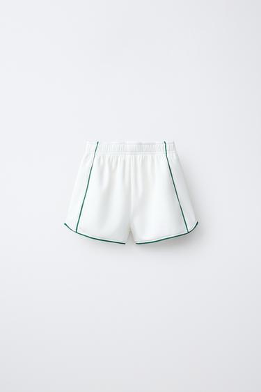 RIBBED BERMUDA SHORTS WITH CONTRAST TRIM - Light ecru by Zara - Image 1