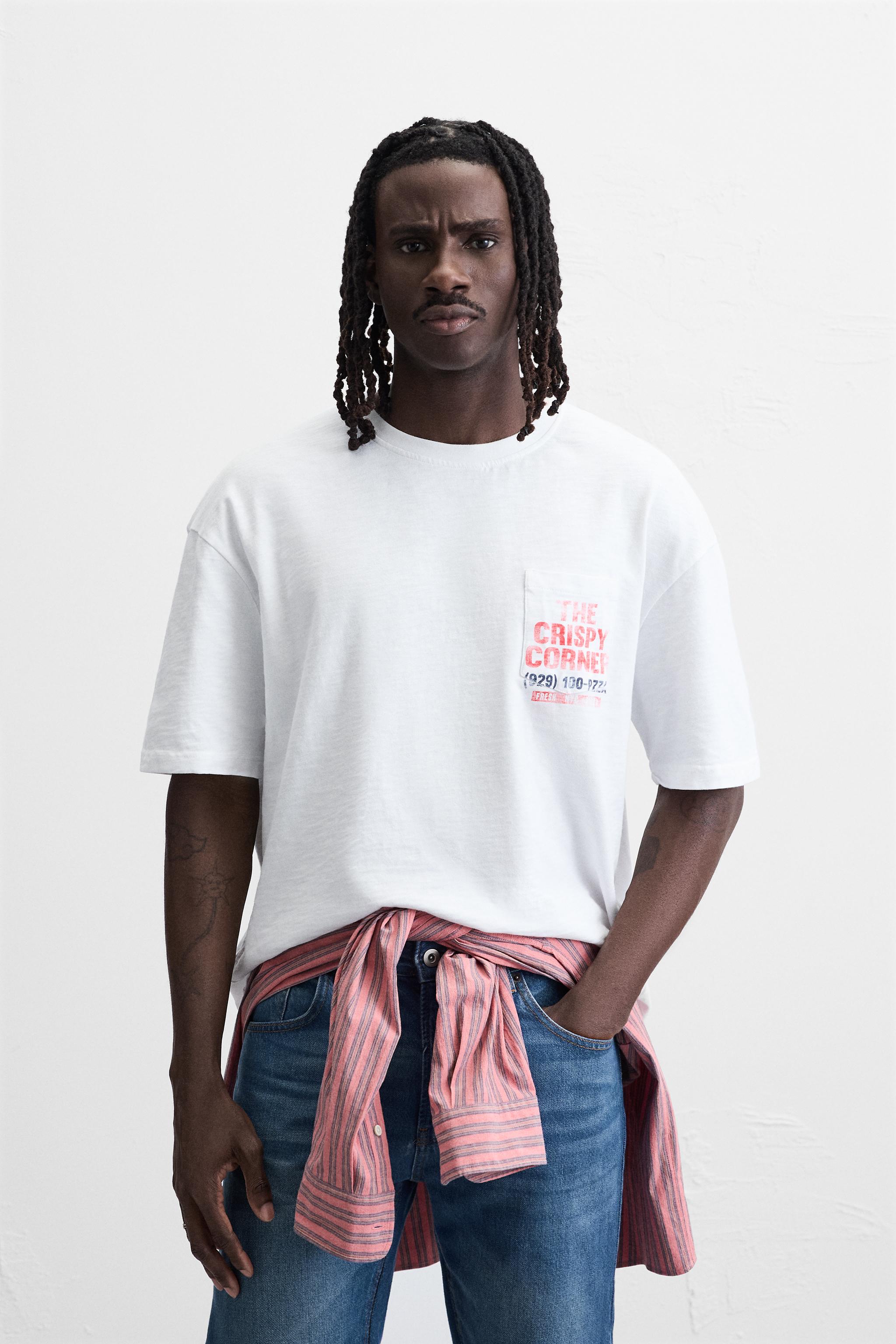 【ZARA】プリントポケットTシャツ オフホワイト | 0962/454/251 PRINTED POCKET T-SHIRT - Oyster-white | ZARA Canada