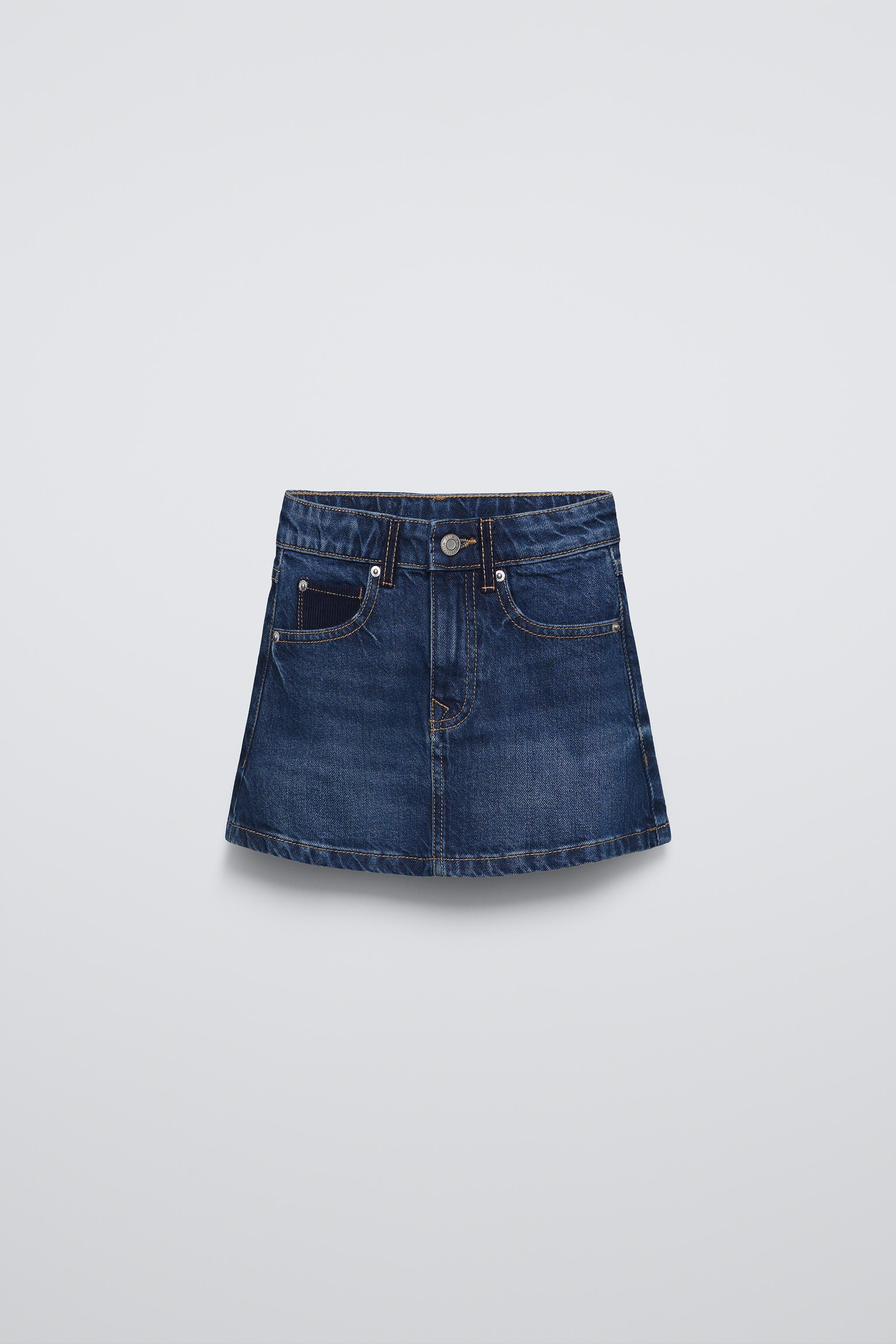 Blue denim skirt zara best sale