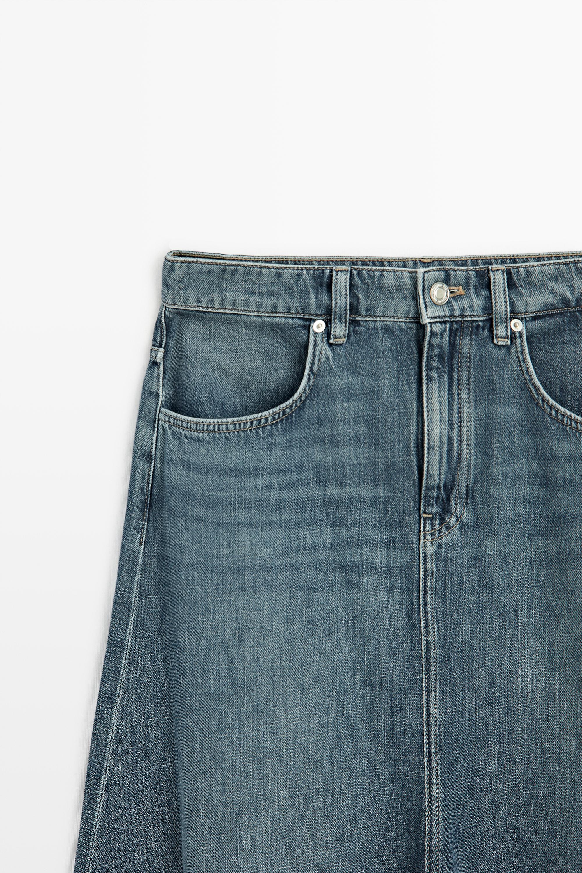 Jupe midi flare en jean