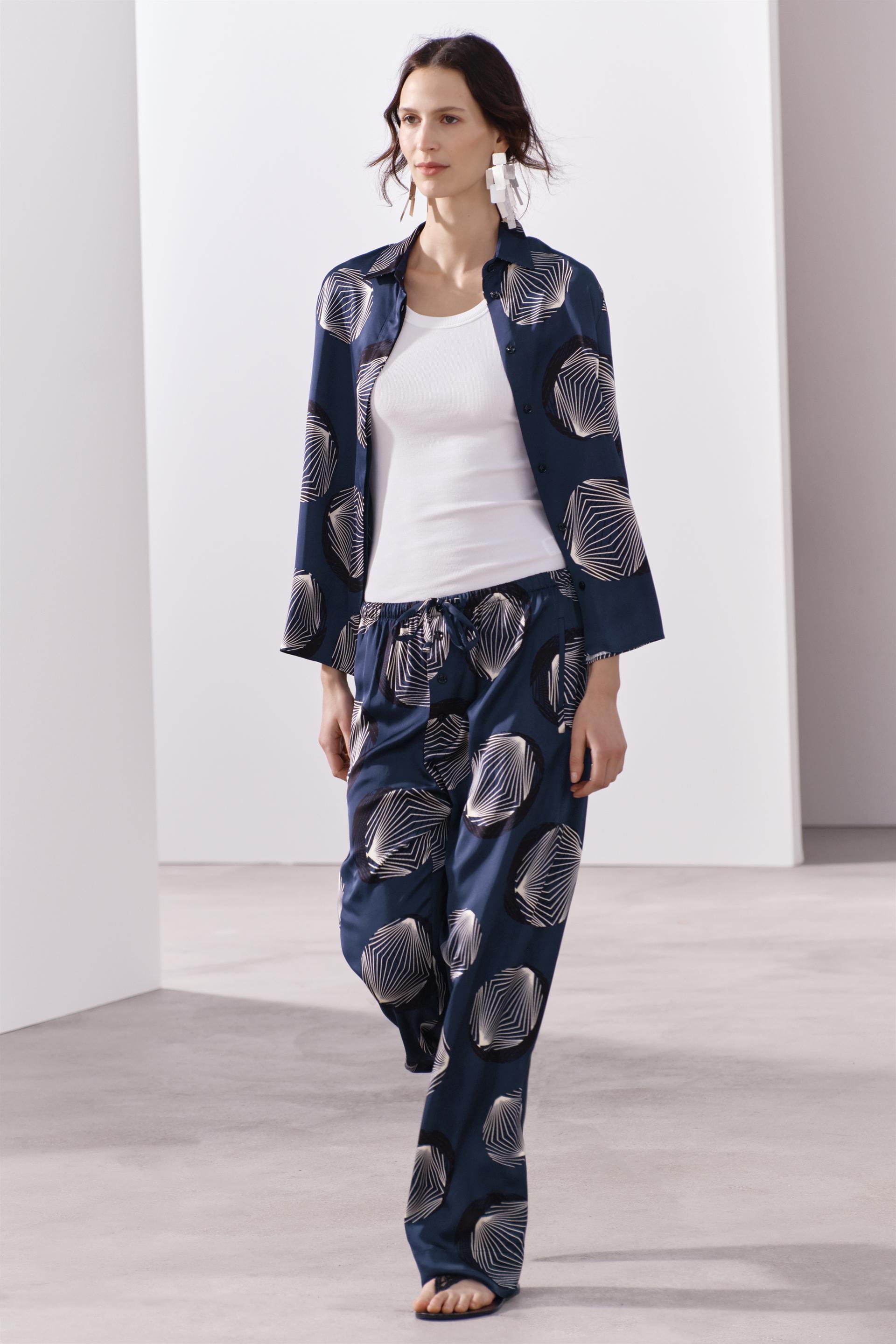 Zara Women Printed Pyjama Top & Pants Co-ord Set Bloggers Fav  2580/663-1282/152