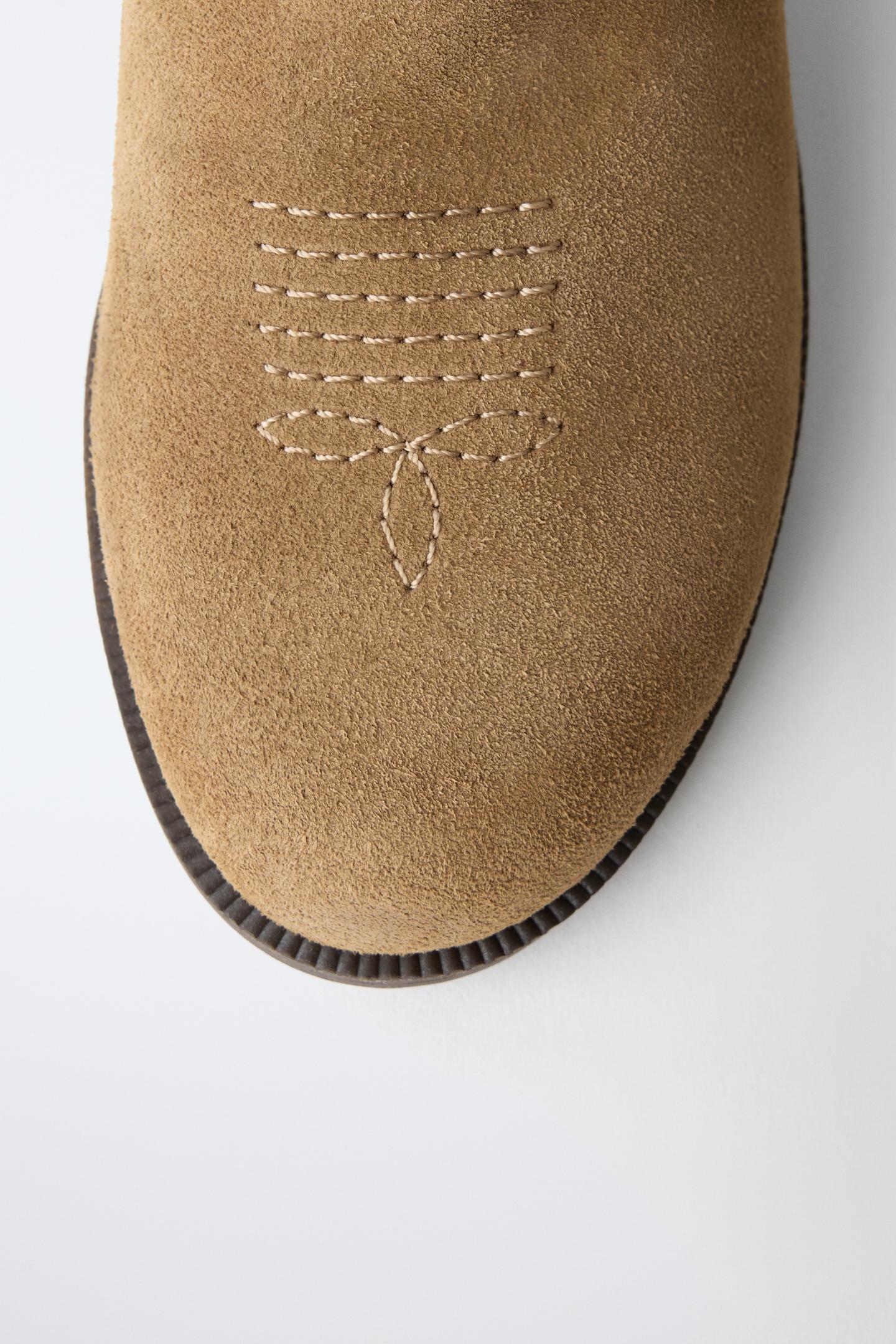 Детские ботинки Zara Leather Cowboy Ankle, цвет: Коричневый — фото 5