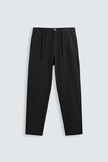 PANTALÓN CON LINO - Negro de Zara