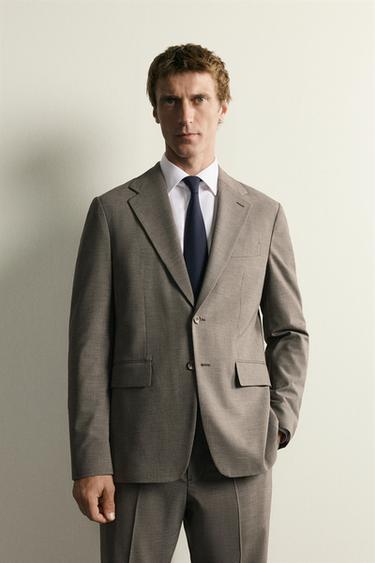 Zara Bej - KAZAYAĞI DESENLİ REGULAR FIT TAKIM BLAZER