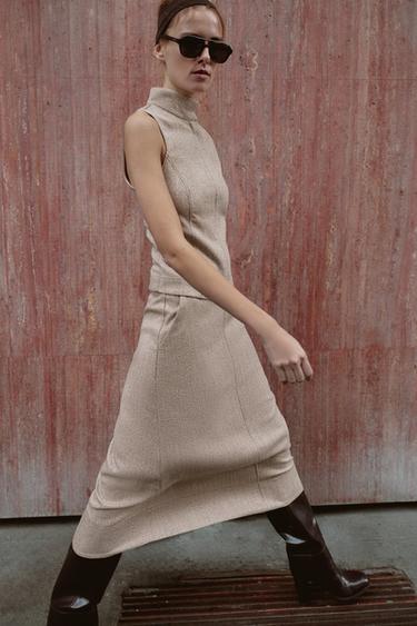 CAPE MIDI SKIRT - camel by Zara