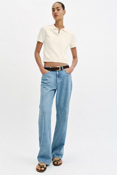 POLO EN MAILLE DENTELLE CONTRASTE - Blanc de Zara - Image 0