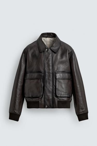 BLOUSON EN CUIR ÉDITION LIMITÉE - Marron de Zara