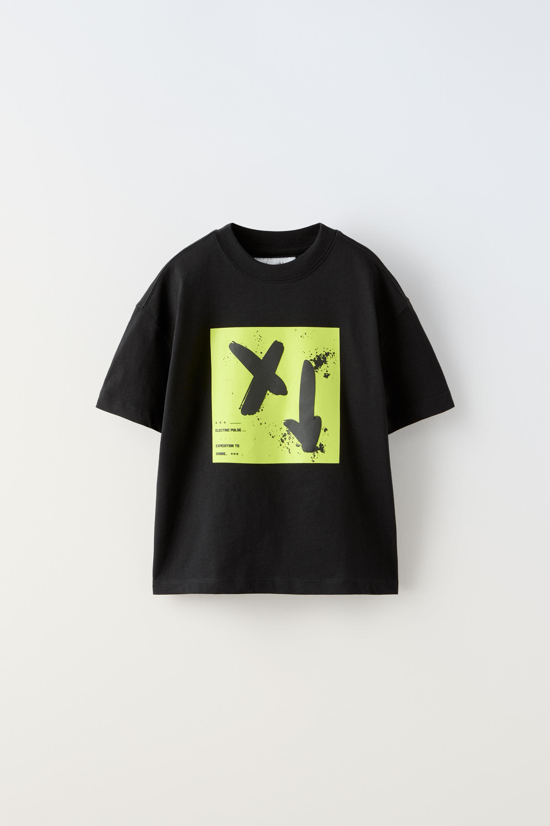 RAISED PRINT T SHIRT Black ZARA United Kingdom raised-print-t-shirt-black-zara-united-kingdom