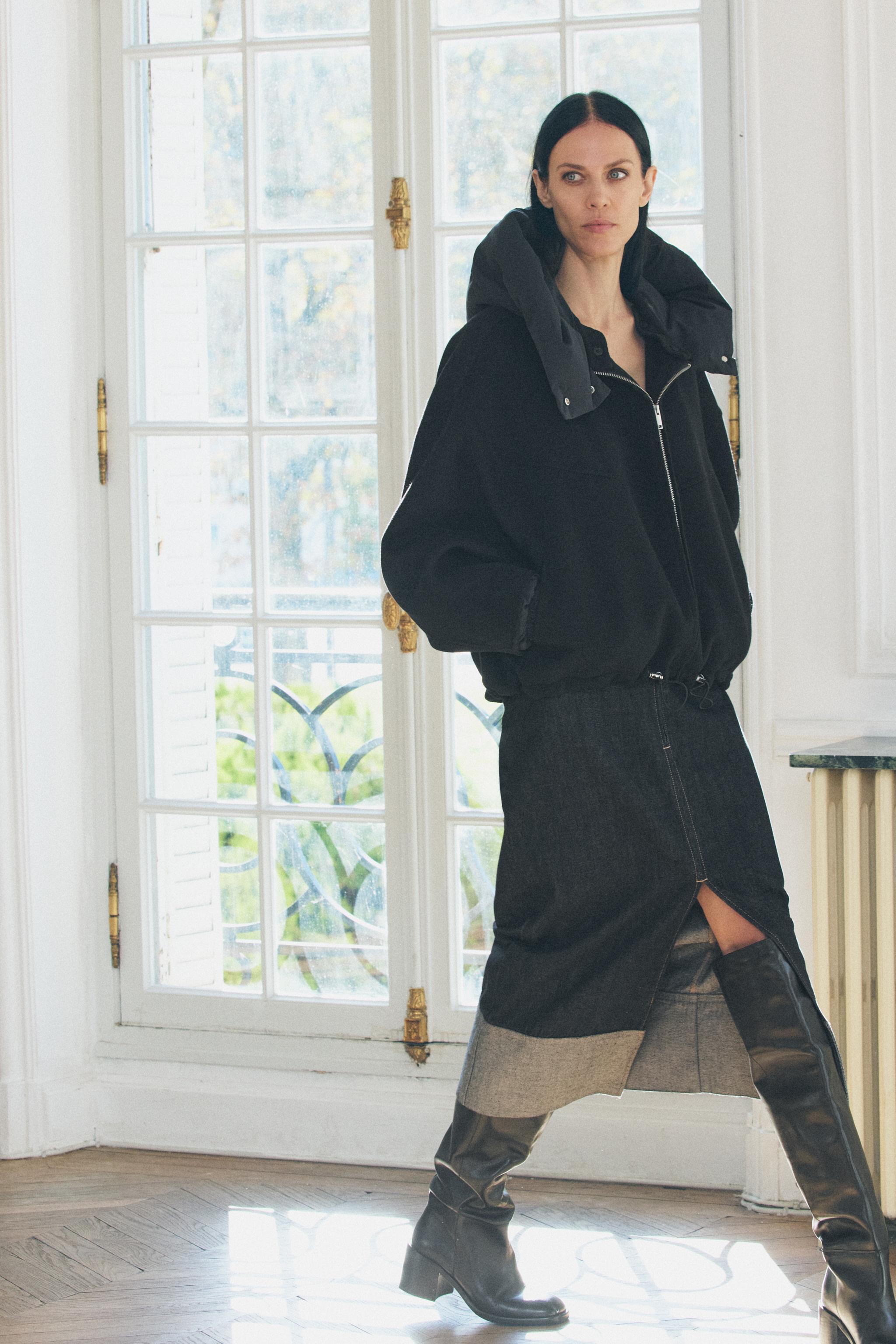 CASACO COMBINADO COM LÃ ZW COLLECTION - Preto | ZARA Brasil