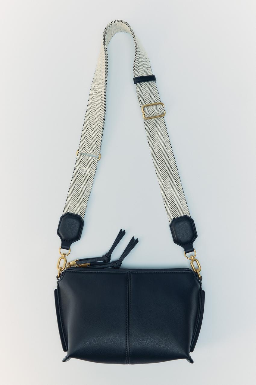 Basic Wide Strap Crossbody Bag Black