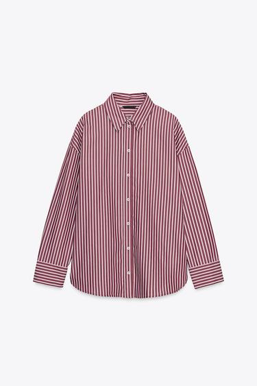 Zara BASIC POPLIN SHIRT - Burgundy