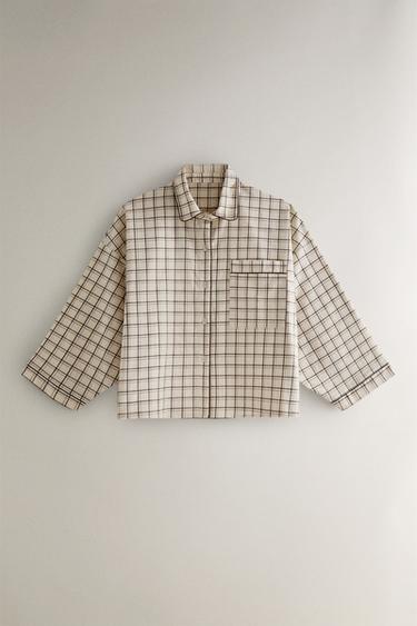 ENSEMBLE PYJAMA EN COTON À CARREAUX DE NOËL - Écru de Zara - Image 1