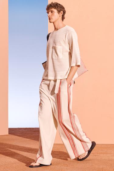 STRPD PNT - Ecru / Red by Zara